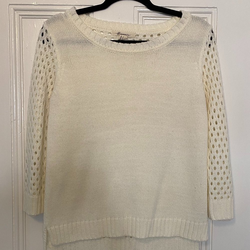 Cream Crew Neck Sweater- Size S- Forever 21